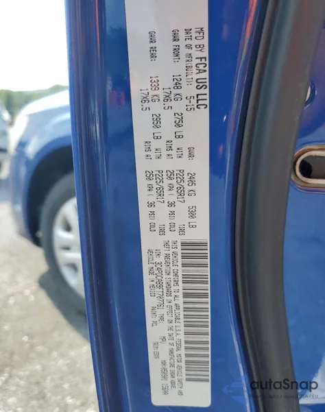 2015 Dodge Journey Se z USA, uszkodzony, nr VIN 3C4PDCAB9FT707761